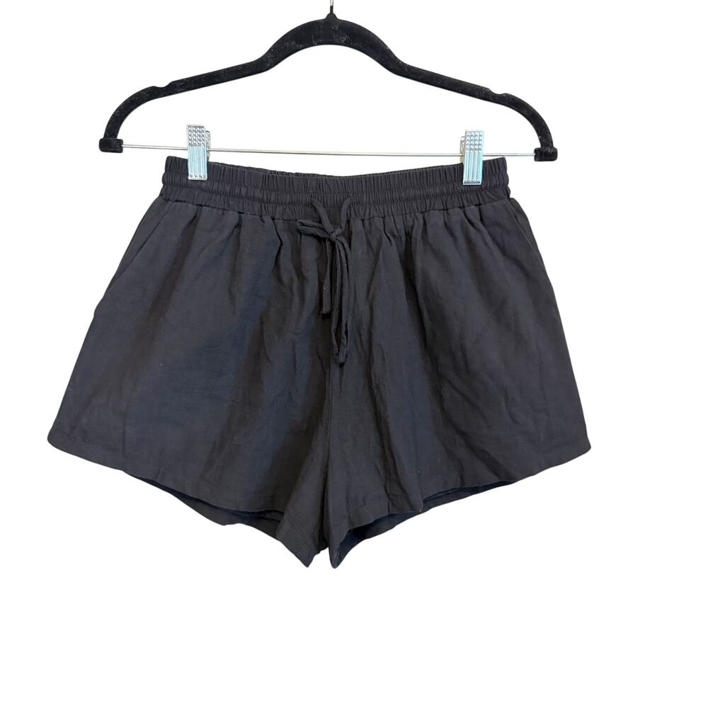 Seven Wonders Cotton Drawstring Shorts Small Black Casual Summer Minimalist Cozy